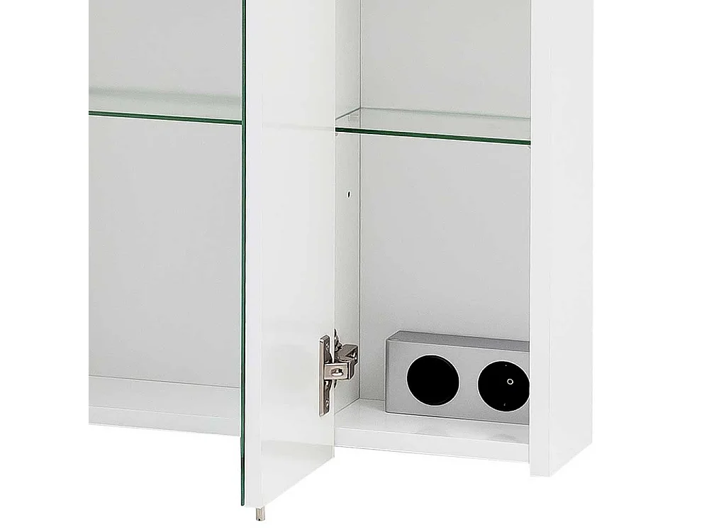 Spiegelschrank in Weiß und Eiche LED Beleuchtung