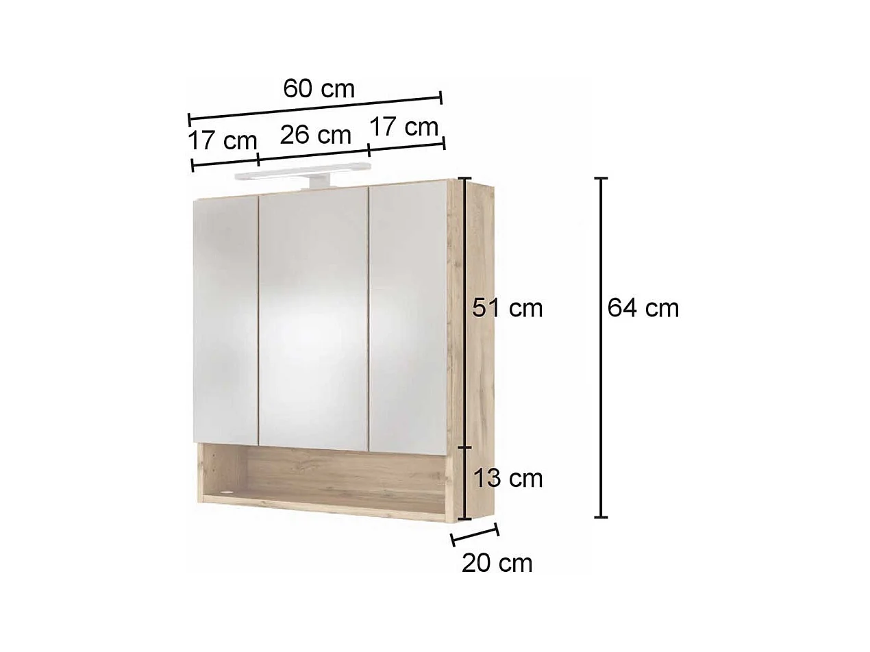 Badspiegelschrank in Wildeichefarben 3-türig