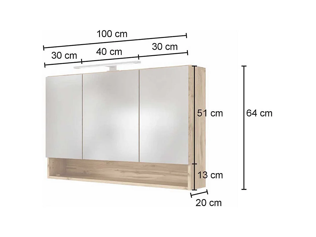Badspiegelschrank in Wildeichefarben 3-türig