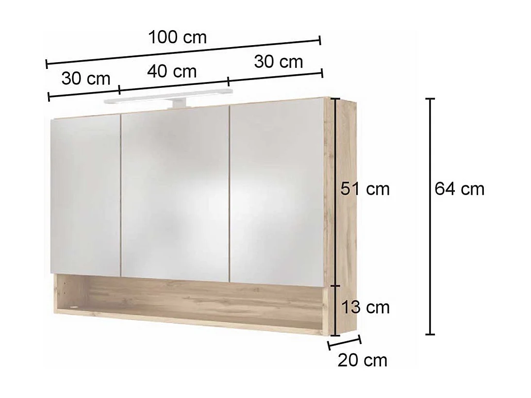 Badspiegelschrank in Wildeichefarben 3-türig