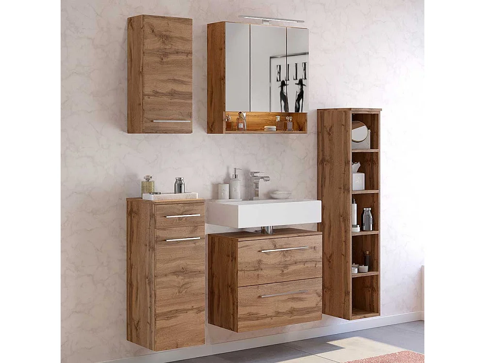 Badspiegelschrank in Wildeichefarben 3-türig