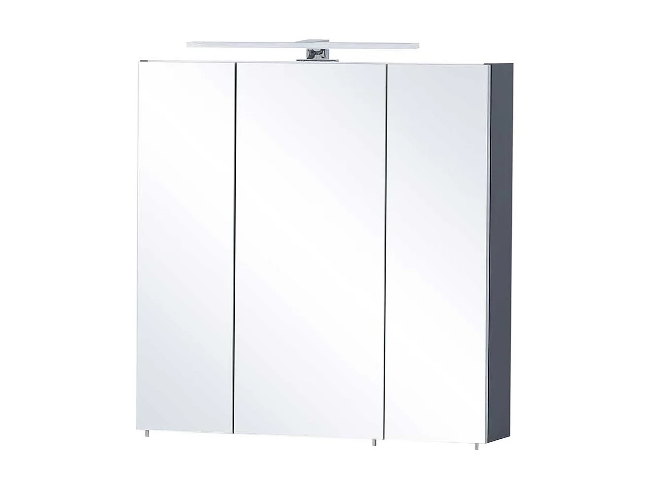 Badschrank Spiegel in Dunkelblau Aufsatz LED Beleuchtung