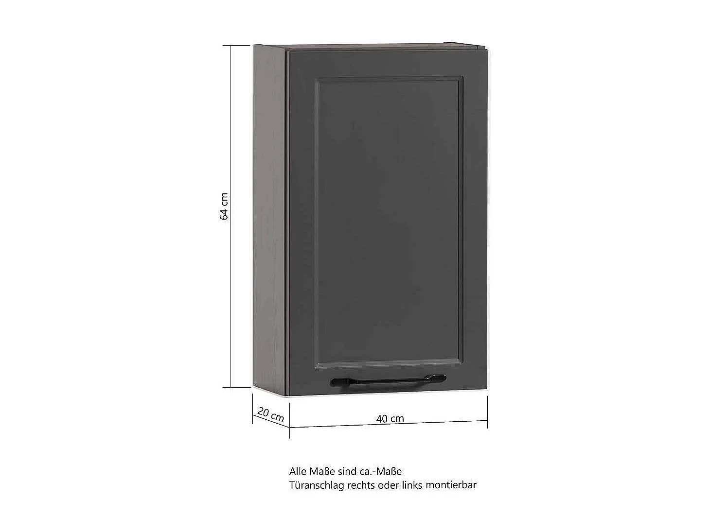 Hängeschrank Badezimmerschrank in Dunkelgrau mit Drehtür