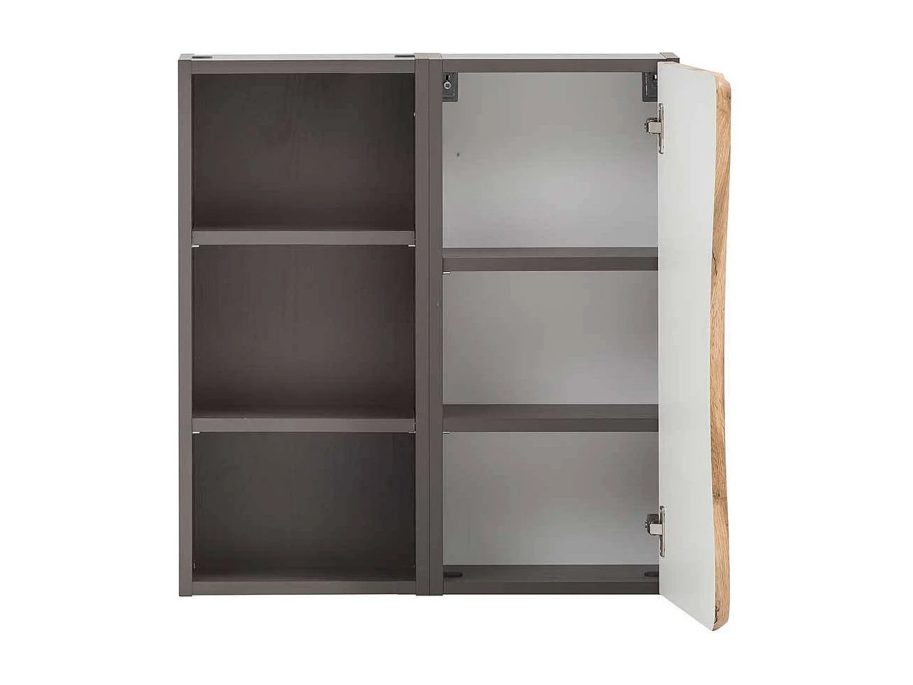 Bad Wandschrank in Wildeichefarben und Dunkelgrau Landhausstil