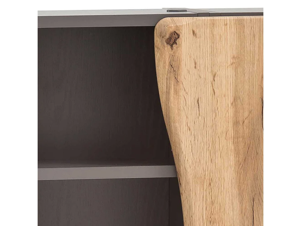 Bad Wandschrank in Wildeichefarben und Dunkelgrau Landhausstil