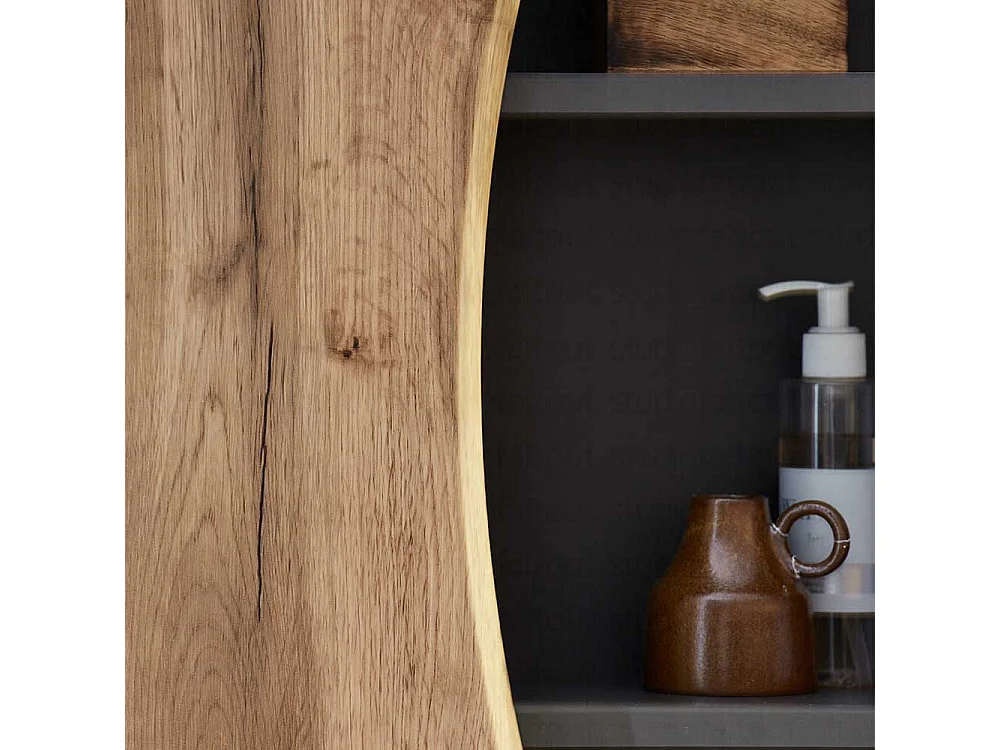 Bad Wandschrank in Wildeichefarben und Dunkelgrau Landhausstil