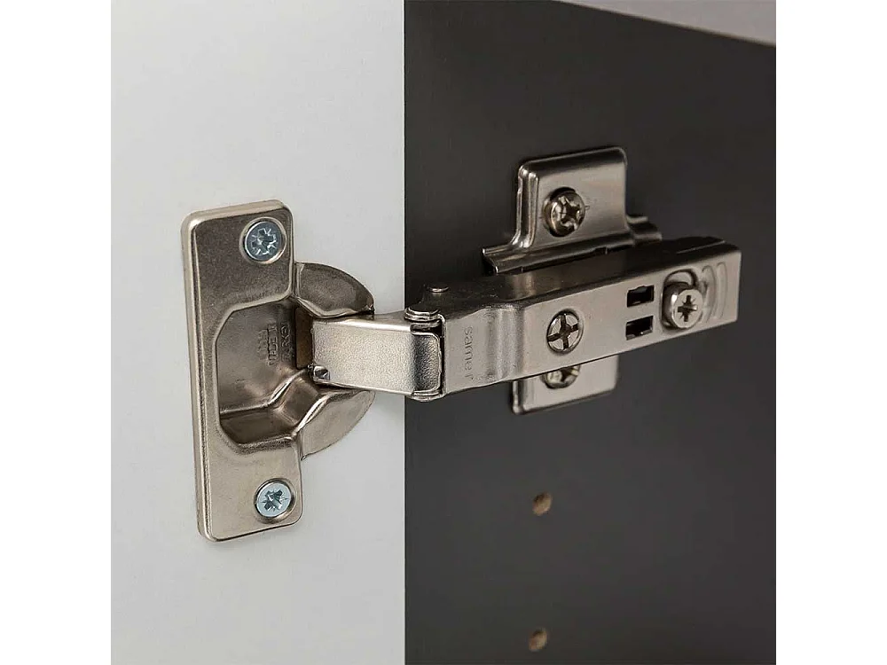 Bad Wandschrank in Wildeichefarben und Dunkelgrau Landhausstil