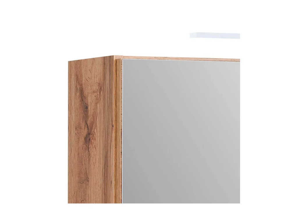 Großer 3D Spiegelschrank mit Aufsatzleuchten Korpus Wildeiche Optik