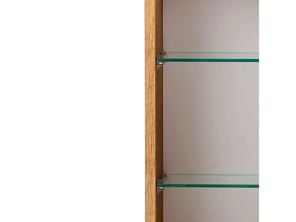 Großer 3D Spiegelschrank mit Aufsatzleuchten Korpus Wildeiche Optik