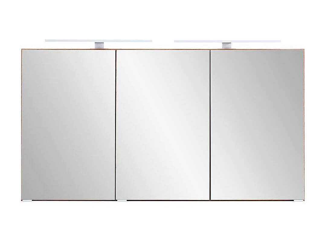 Großer 3D Spiegelschrank mit Aufsatzleuchten Korpus Wildeiche Optik