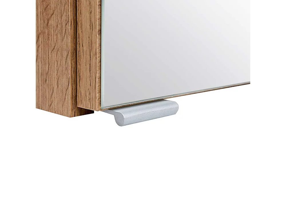 Großer 3D Spiegelschrank mit Aufsatzleuchten Korpus Wildeiche Optik