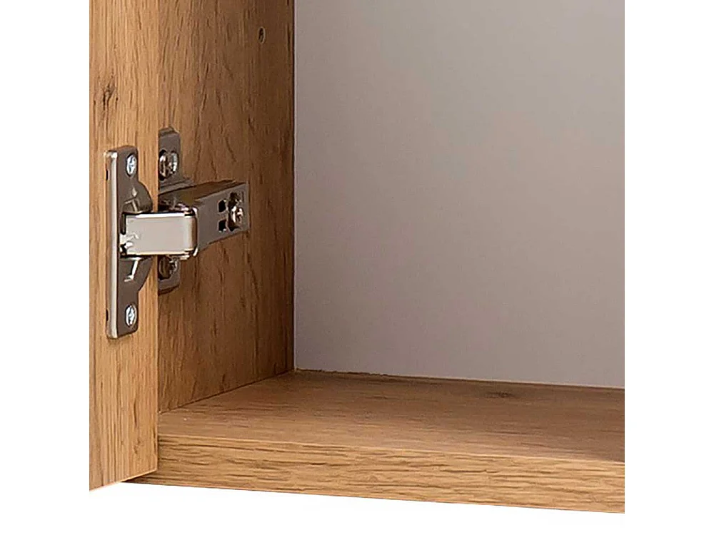 Großer 3D Spiegelschrank mit Aufsatzleuchten Korpus Wildeiche Optik