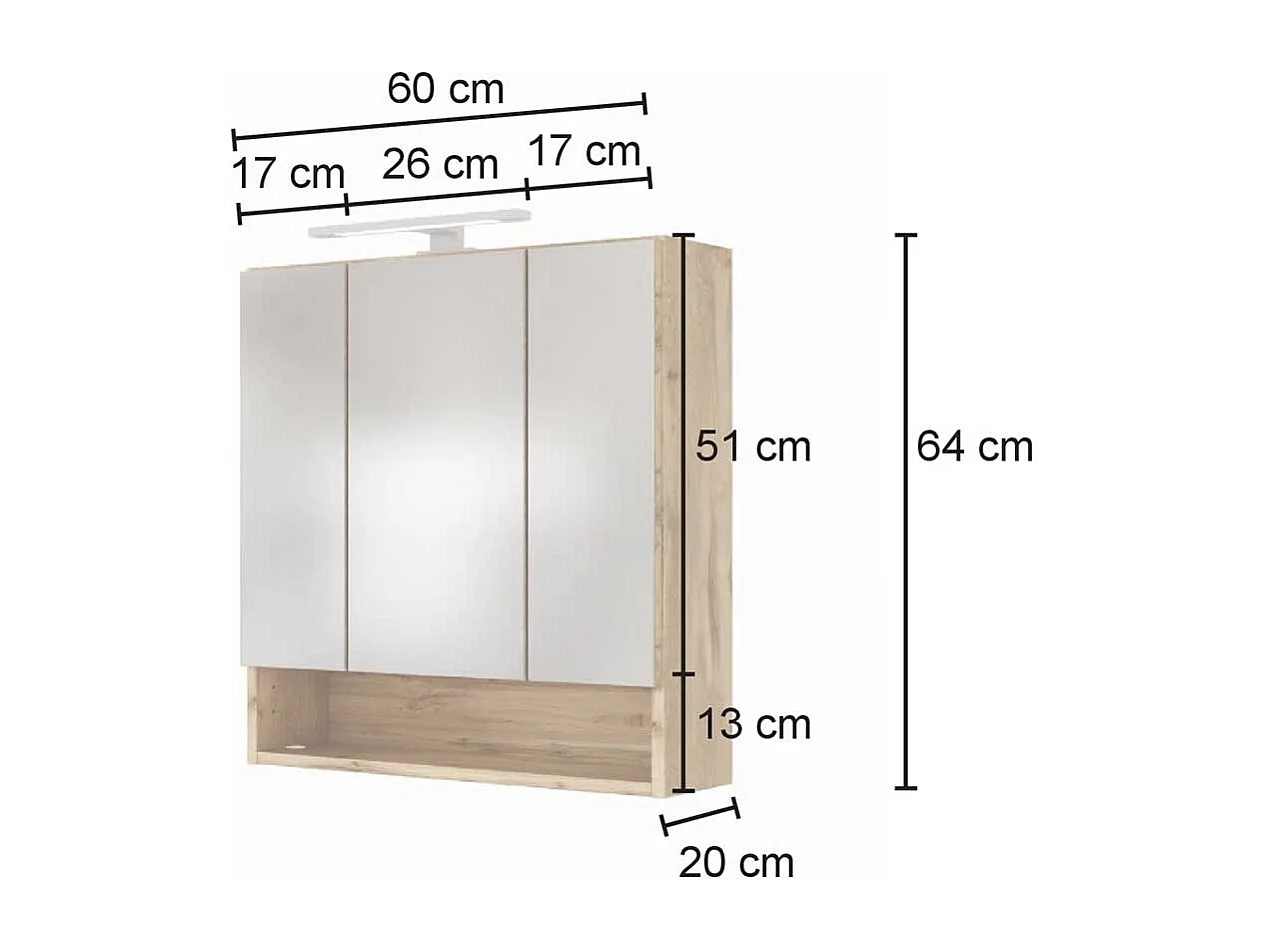 Badspiegelschrank in Wildeichefarben 3-türig