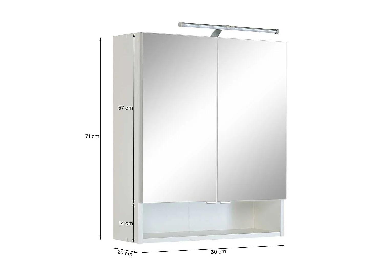 Badezimmer Spiegelschrank in Weiß 60 cm breit
