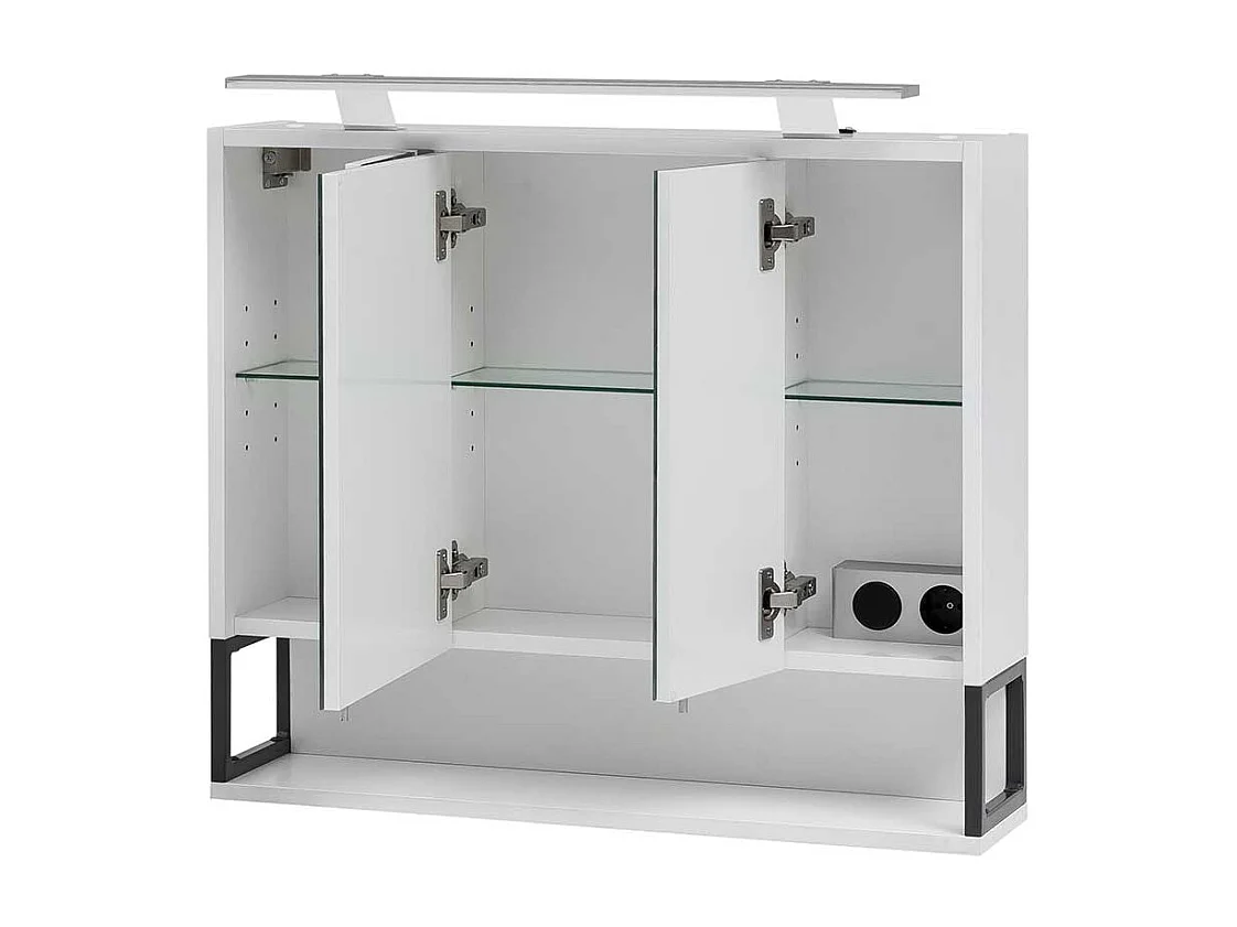 Badspiegelschrank in Weiß und Anthrazit 70 cm breit