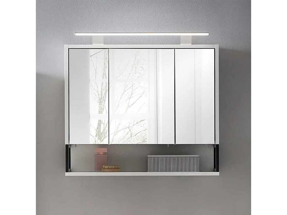 Badspiegelschrank in Weiß und Anthrazit 70 cm breit