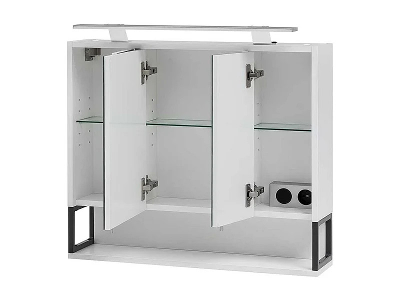 Badspiegelschrank in Weiß und Anthrazit 70 cm breit