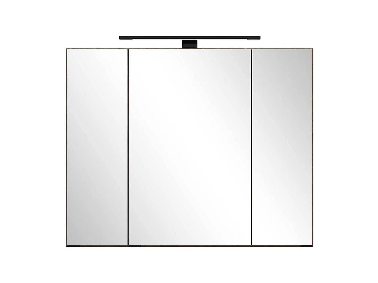 Badezimmerschrank Spiegelschrank Bad mit LED Beleuchtung in Eiche dunkel