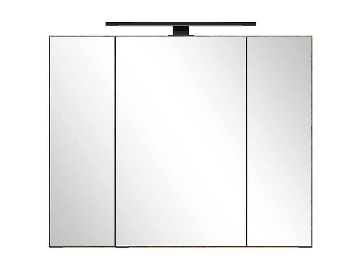 Badezimmerschrank Spiegelschrank Bad mit LED Beleuchtung in Eiche dunkel