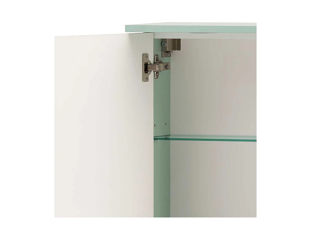 Badezimmer Spiegelschrank in Mintgrün und Goldfarben LED Beleuchtung