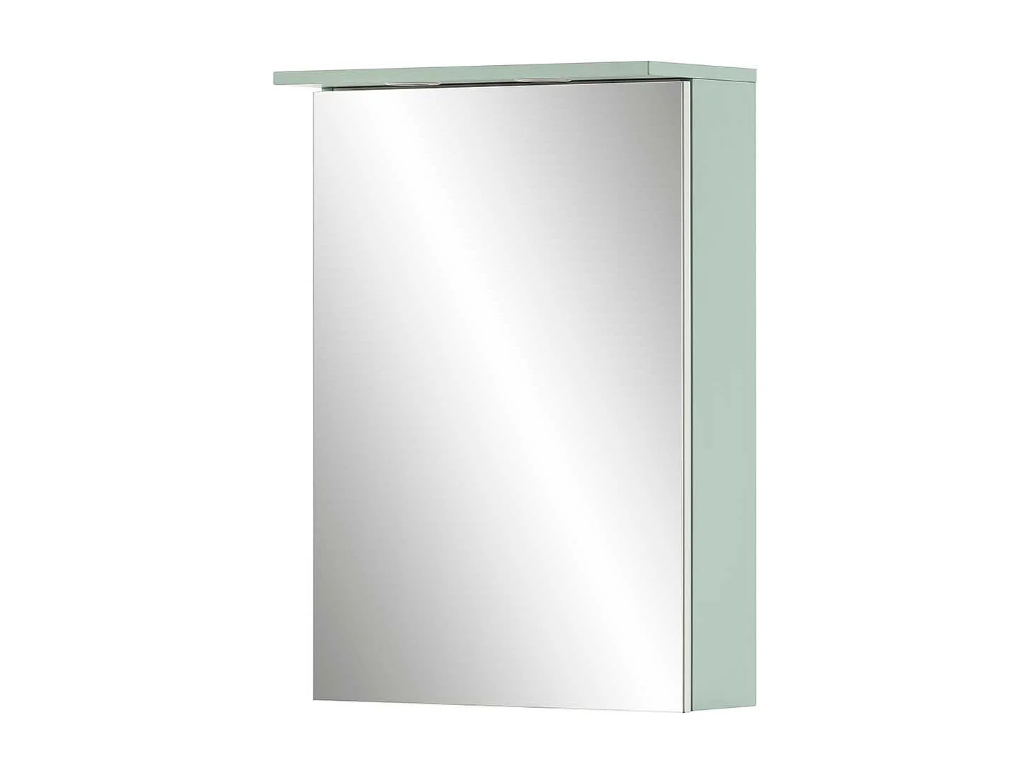 Badezimmer Spiegelschrank in Mintgrün und Goldfarben LED Beleuchtung