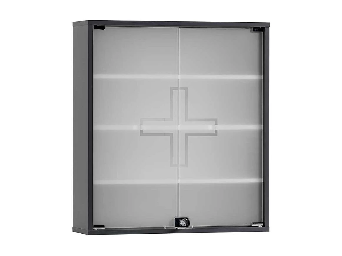 Hängeschrank für Medizin in Anthrazit Glastüren