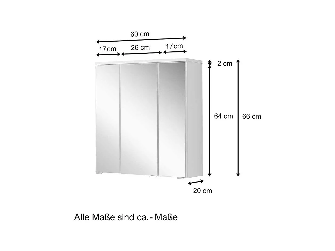 Badspiegelschrank in Weiß 3-türig