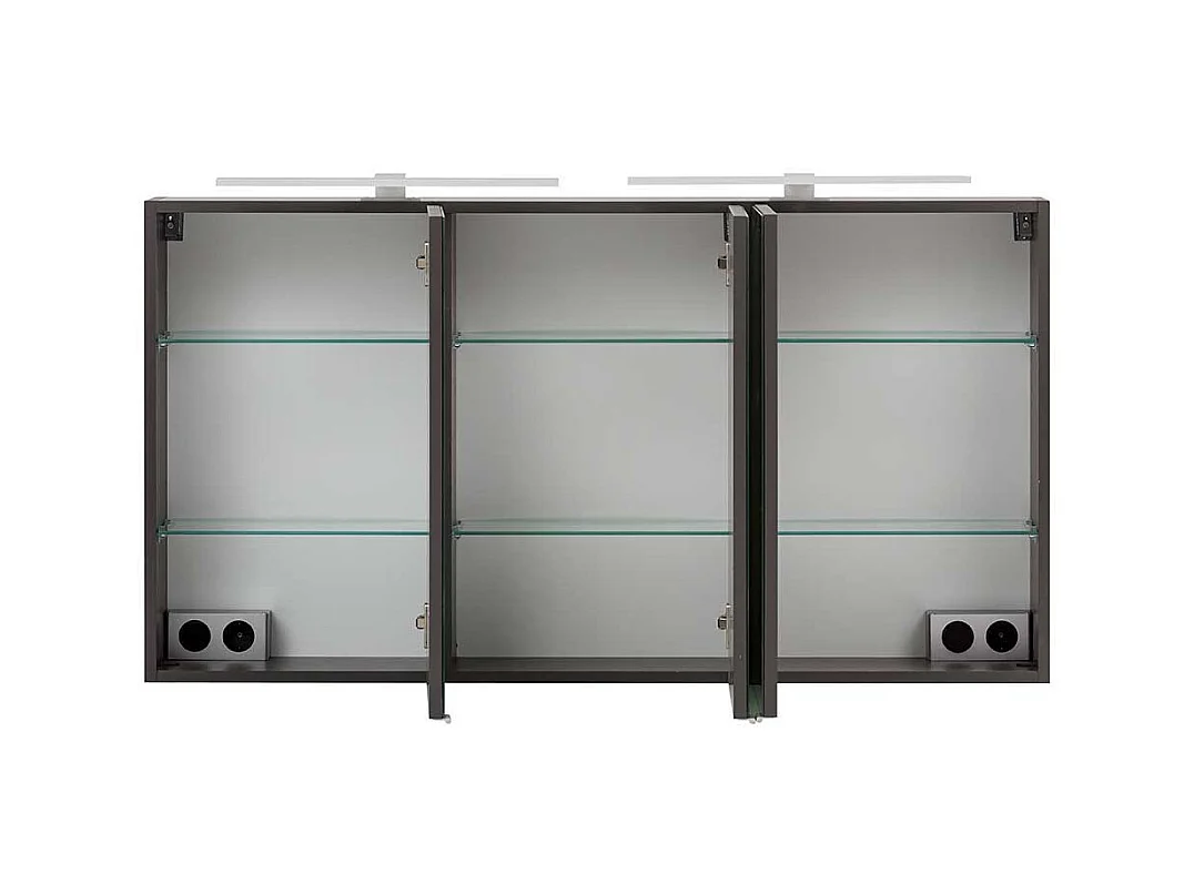 120 cm Spiegelschrank mit drei Türen Korpus in Dunkelgrau