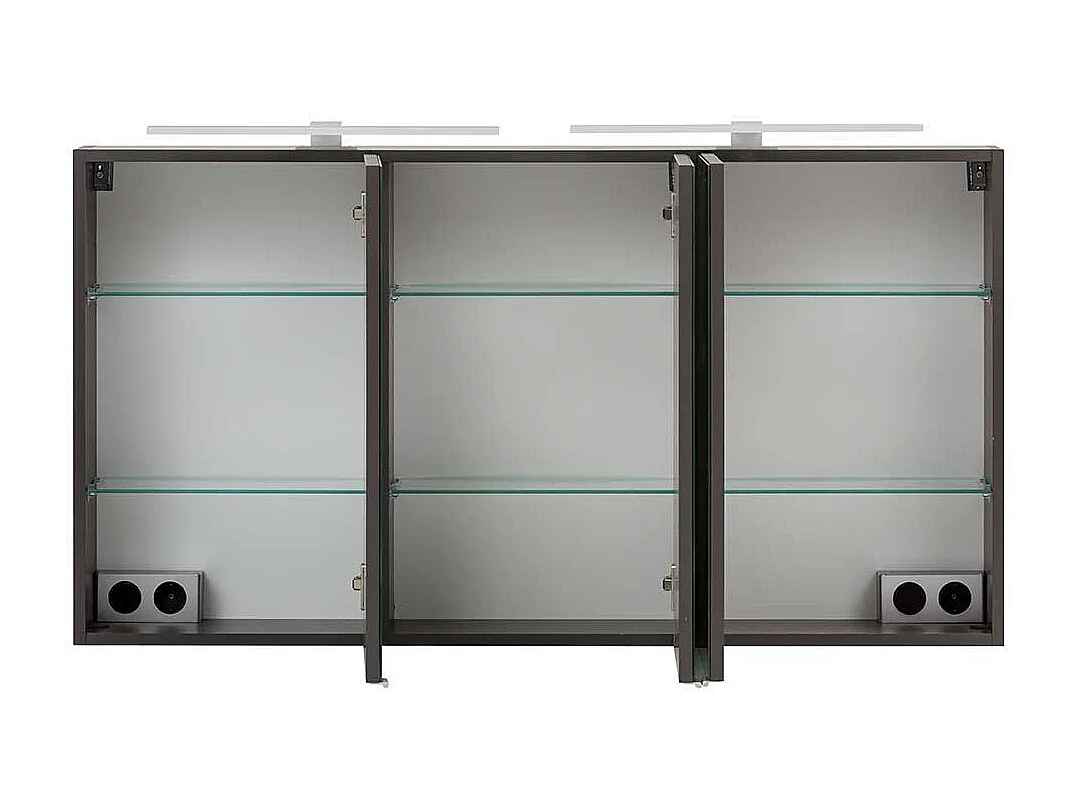 120 cm Spiegelschrank mit drei Türen Korpus in Dunkelgrau