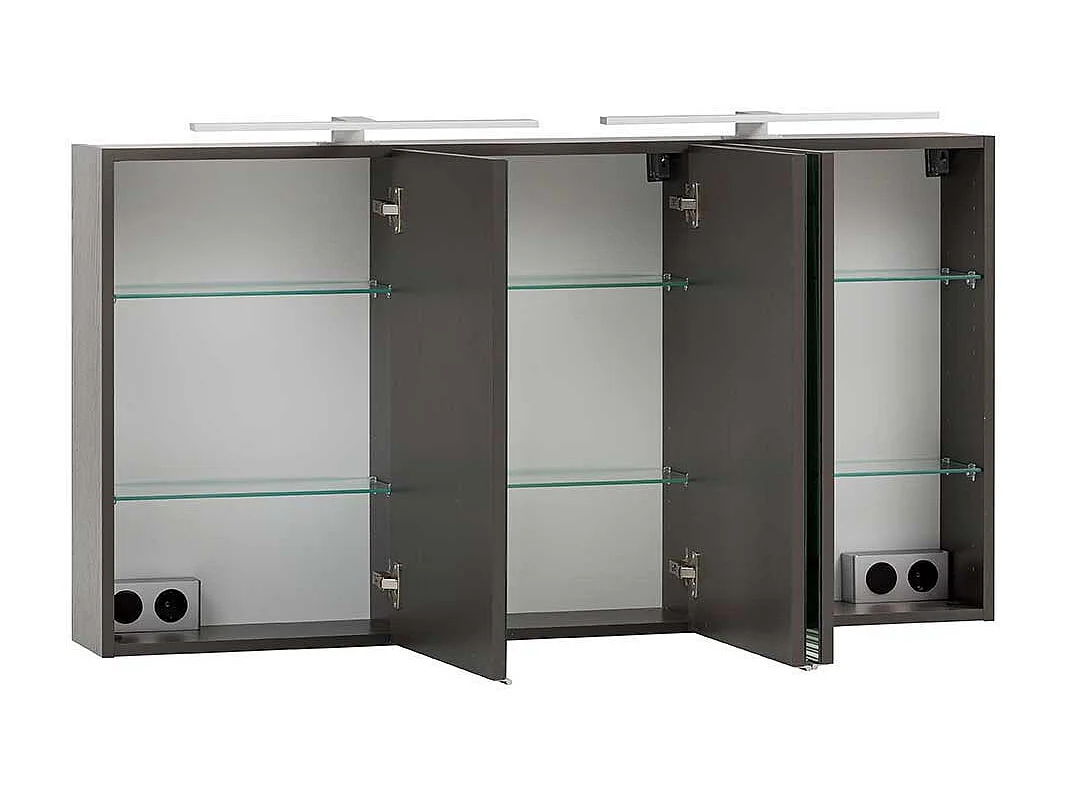 120 cm Spiegelschrank mit drei Türen Korpus in Dunkelgrau