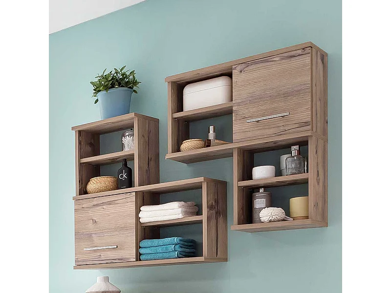 Bad Oberschrank im Dekor Fichte Grau 60 cm breit