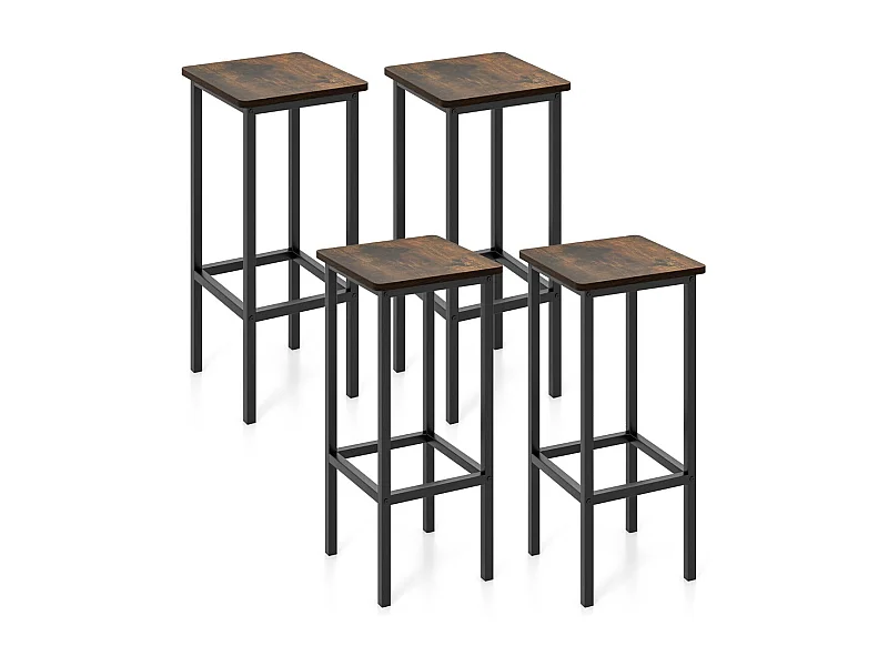 Lot de 4 tabourets métal marron 30 x 30 x 65 cm 20_0005245