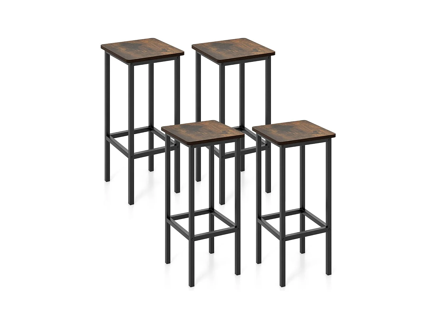 Lot de 4 tabourets métal marron 30 x 30 x 65 cm 20_0005245