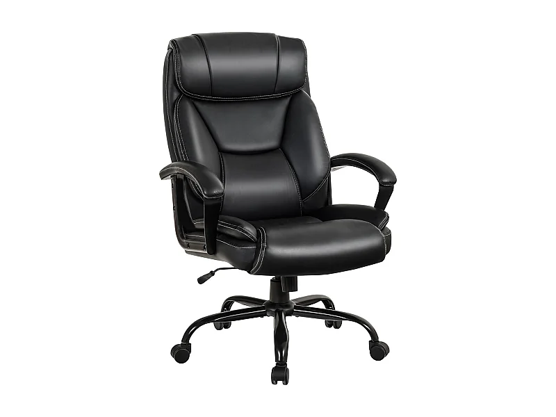 Fauteuil à bascule pivotante cuir noire 74 x 69 x 117 cm 20_0005182