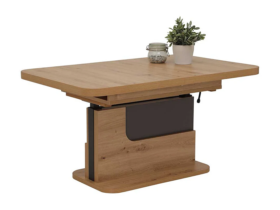 Ausziehbarer Sofatisch in Wildeichefarben und Anthrazit höhenverstellbar