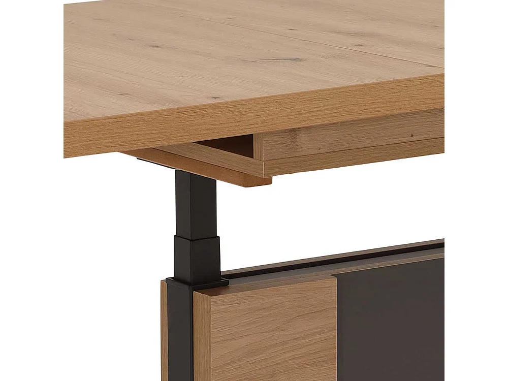 Ausziehbarer Sofatisch in Wildeichefarben und Anthrazit höhenverstellbar