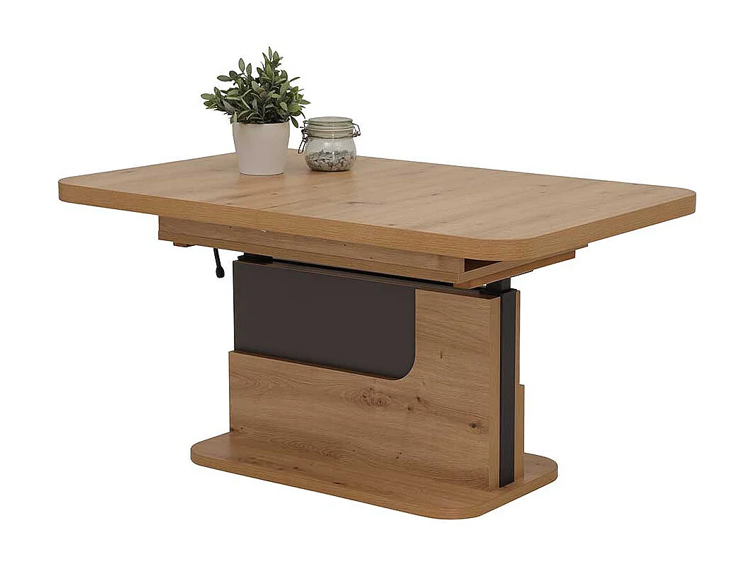 Ausziehbarer Sofatisch in Wildeichefarben und Anthrazit höhenverstellbar