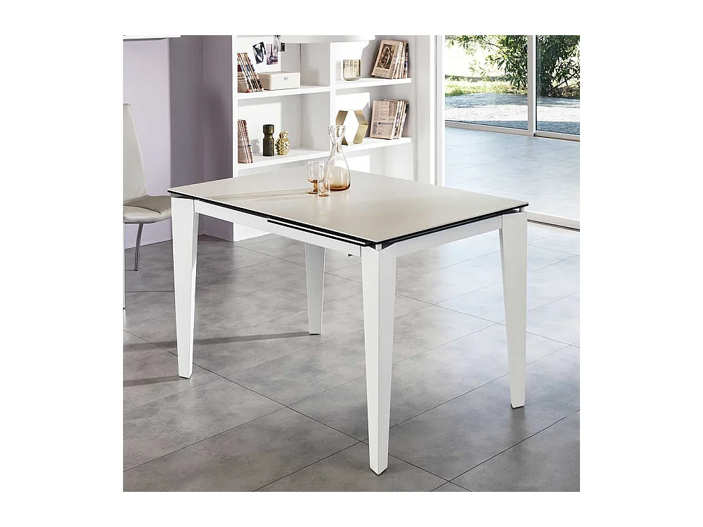 Ausziehbarer Tisch in Weiß Glas modern