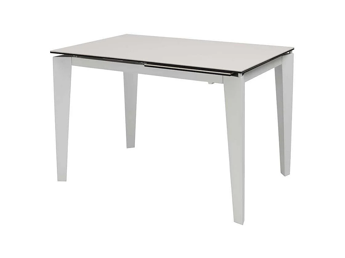 Ausziehbarer Tisch in Weiß Glas modern