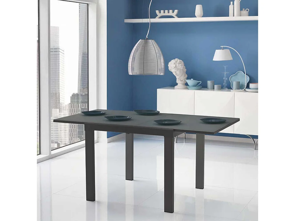 Glas Esstisch in Grau ausziehbar