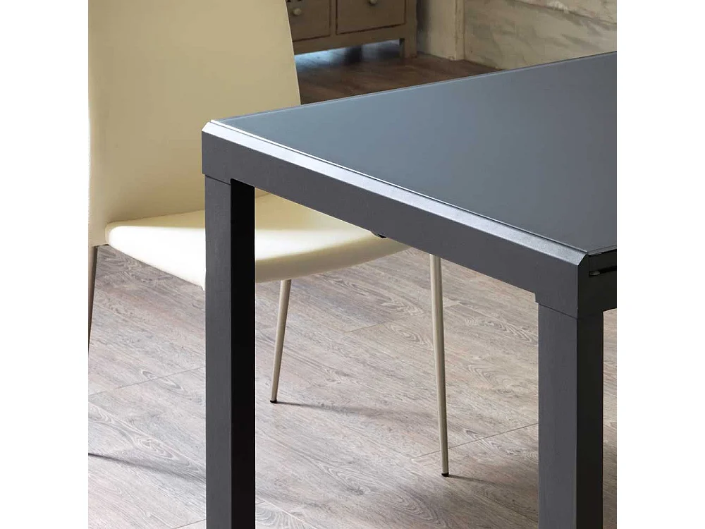Glas Esstisch in Grau ausziehbar
