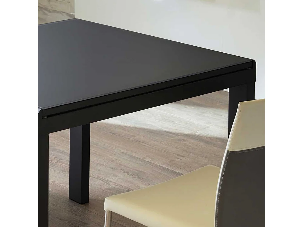 Glas Esstisch in Grau ausziehbar