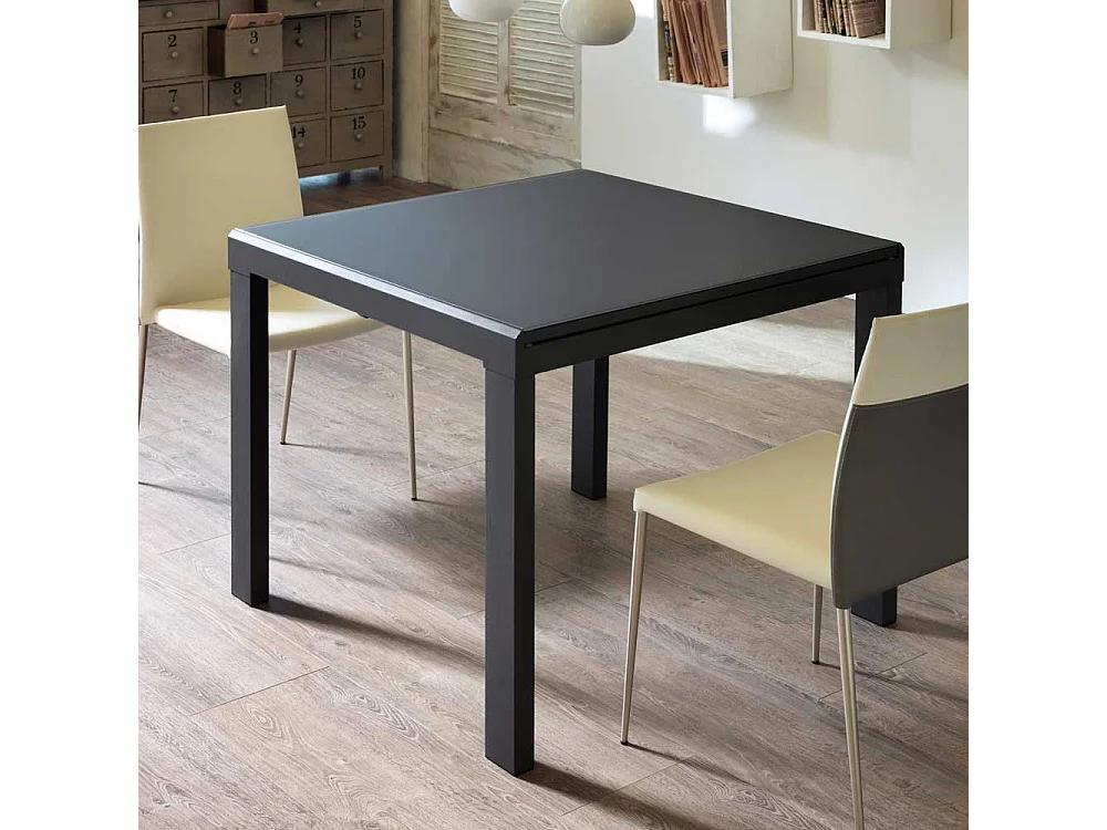 Glas Esstisch in Grau ausziehbar