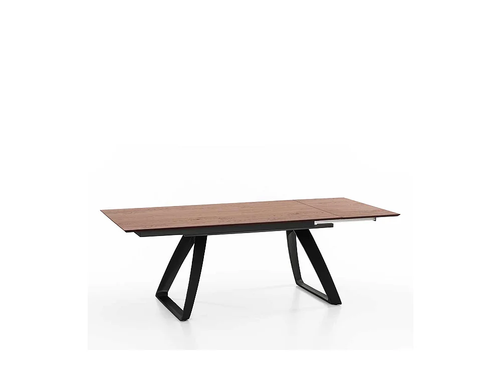 Küchentisch ausziehbar Eiche Optik und Schwarz