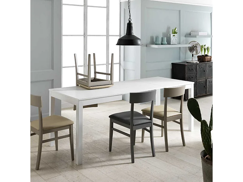 Buche Esstisch in Weiß ausziehbar