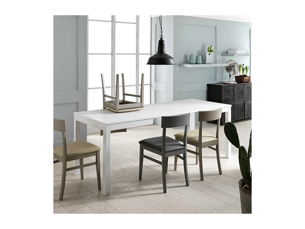 Buche Esstisch in Weiß ausziehbar