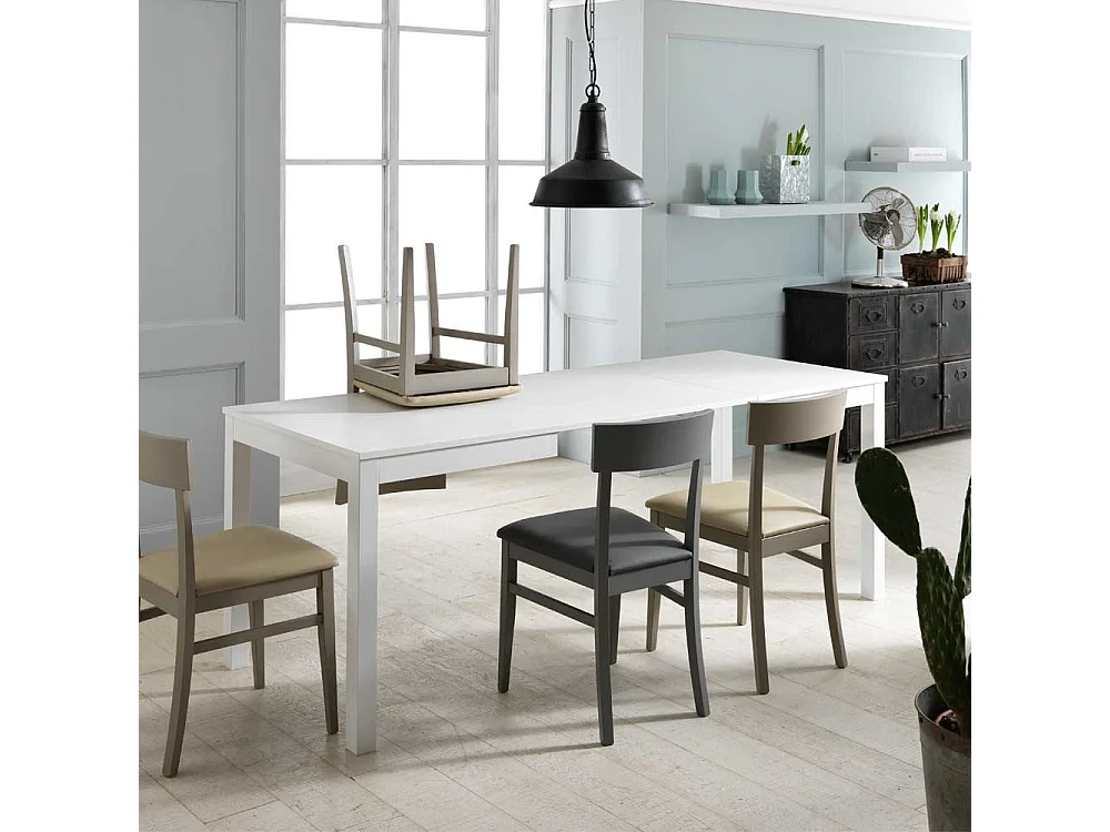 Buche Esstisch in Weiß ausziehbar