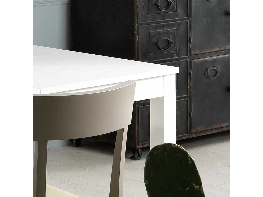 Buche Esstisch in Weiß ausziehbar