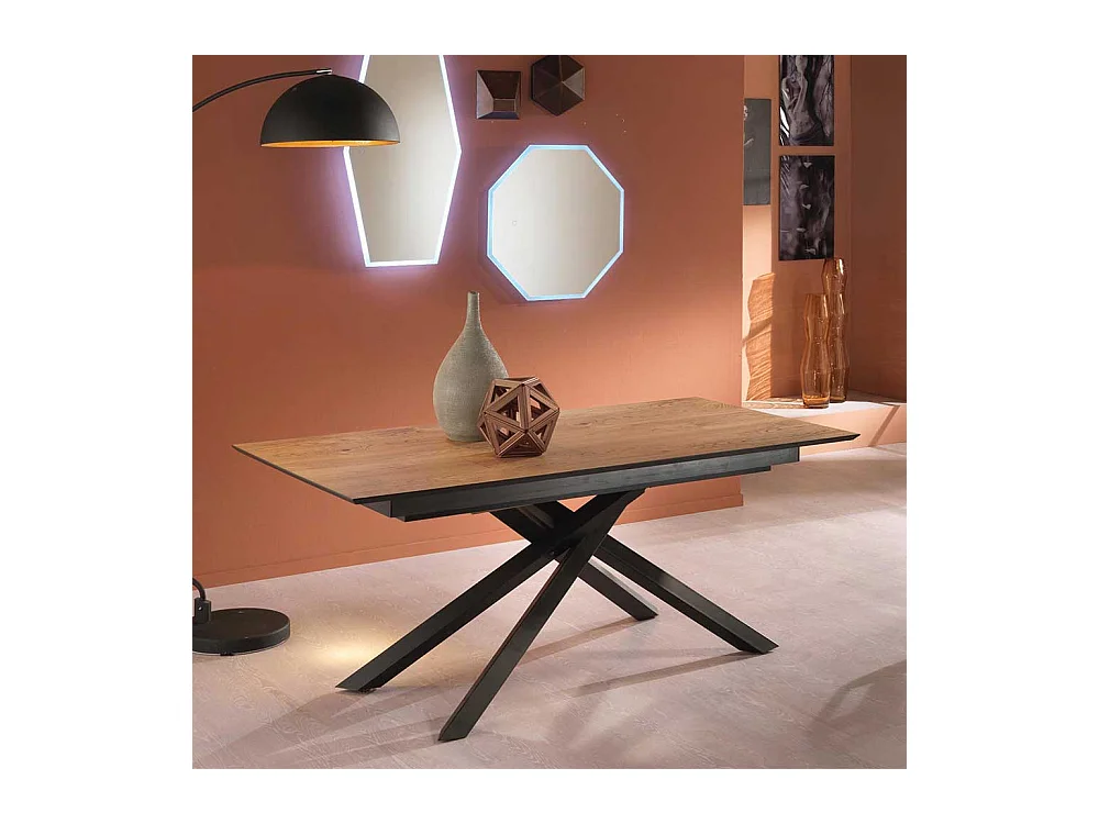 Esstisch in Schwarz und Eiche Optik ausziehbar