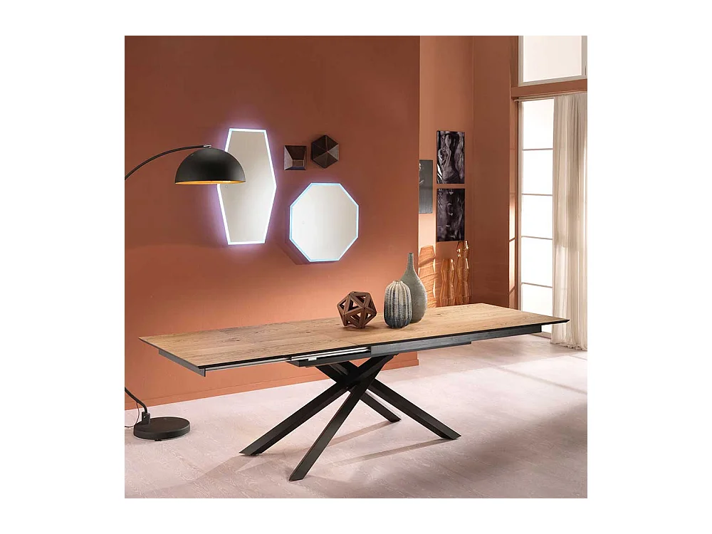 Esstisch in Schwarz und Eiche Optik ausziehbar